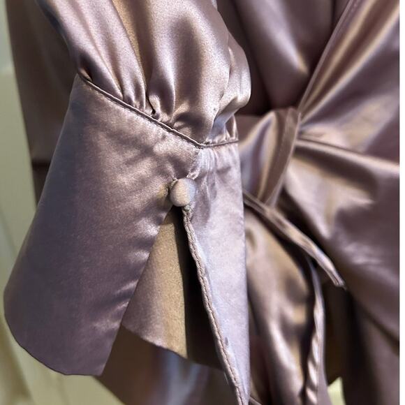 Women's Satin Tie Front Mini Dress in Mauve – Size XL - Picture 6 of 10